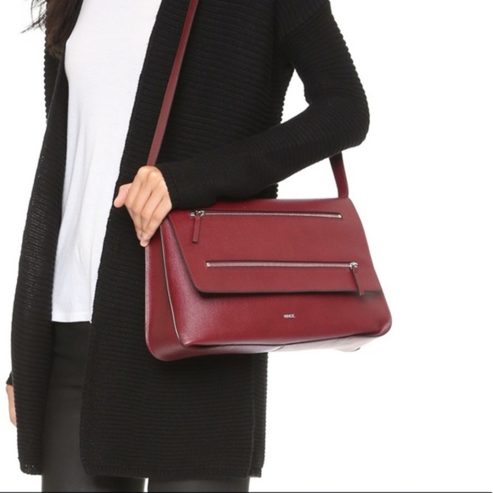 Vince Leather Messenger Bag. Made In Italy.